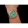 Replica Rolex GMT Master II Green Dial Stone Set Bezel Gold Case And Bracelet 1453748