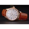 Replica Rolex Cellini White Dial Roman Numerals Rose Gold Case Light Brown Leather Strap