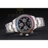 Replica Rolex Daytona Cosmograph Rainbow Crystals Bezel Stainless Steep Strap Black Dial 80250