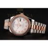 Replica Rolex Day-Date Diamonds Bezel White Dial Rose Gold And Staineless Steel Bracelet 1454108