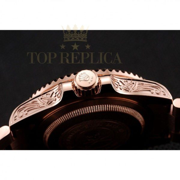 Replica Rolex Submariner Skull Limited Edition Black Dial Rose Gold Case And Bracelet 1454086