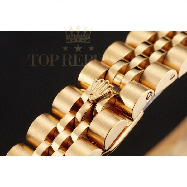 Replica Rolex Lady-Datejust Champagne Dial Diamond Bezel Gold Jubilee Bracelet 1454096