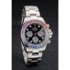 Replica Rolex Daytona Cosmograph Rainbow Crystals Bezel Stainless Steep Strap Black Dial 80250