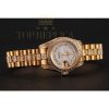 Replica Rolex DayJust Diamond Pave White Dial Gold Diamond Bracelet 1453957