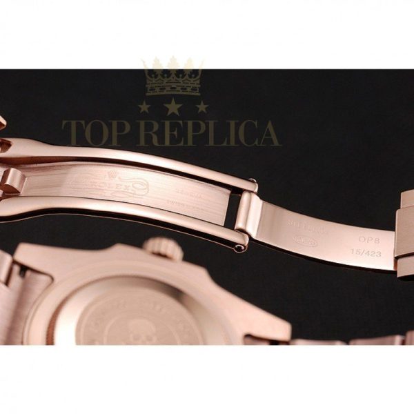 Replica Rolex Submariner Skull Limited Edition Black Dial Rose Gold Case And Bracelet 1454086