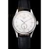 Replica Rolex Cellini White Dial Stainless Steel Case Black Leather Strap