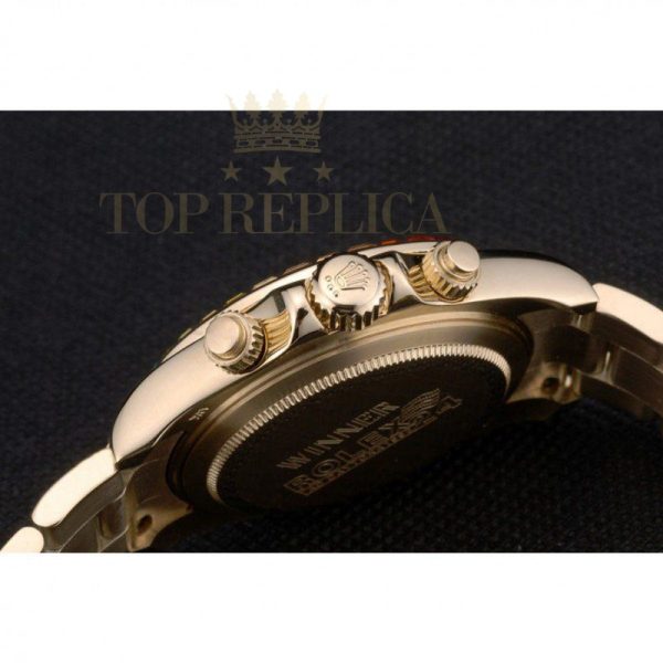 Replica Rolex Daytona Cosmograph Rainbow Crystals Bezel Rose Gold Strap Black Dial 80251