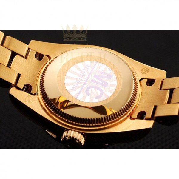Replica Rolex DayJust Diamond Pave White Dial Gold Diamond Bracelet 1453957