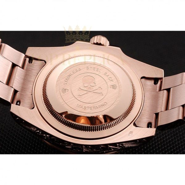 Replica Rolex Submariner Skull Limited Edition Black Dial Rose Gold Case And Bracelet 1454086