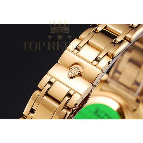 Replica Rolex Datejust Diamond Dial Pink Jewels Bezel Gold Case And Bracelet 622835