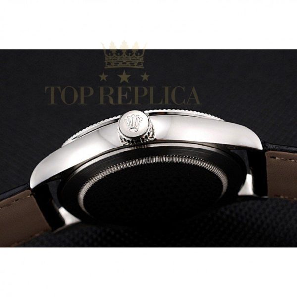Replica Rolex Cellini Time Silver Case White Dial Black Leather Bracelet 622653