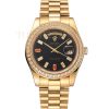 Replica Rolex Day-Date Diamonds And Rubies Black Dial Yellow Gold Bracelet 1454101