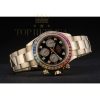 Replica Rolex Daytona Cosmograph Rainbow Crystals Bezel Rose Gold Strap Black Dial 80251