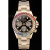 Replica Rolex Daytona Cosmograph Rainbow Crystals Bezel Rose Gold Strap Black Dial 80251