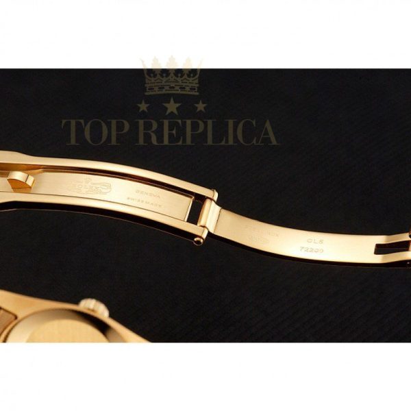 Replica Rolex Lady-Datejust Champagne Dial Diamond Bezel Gold Jubilee Bracelet 1454096
