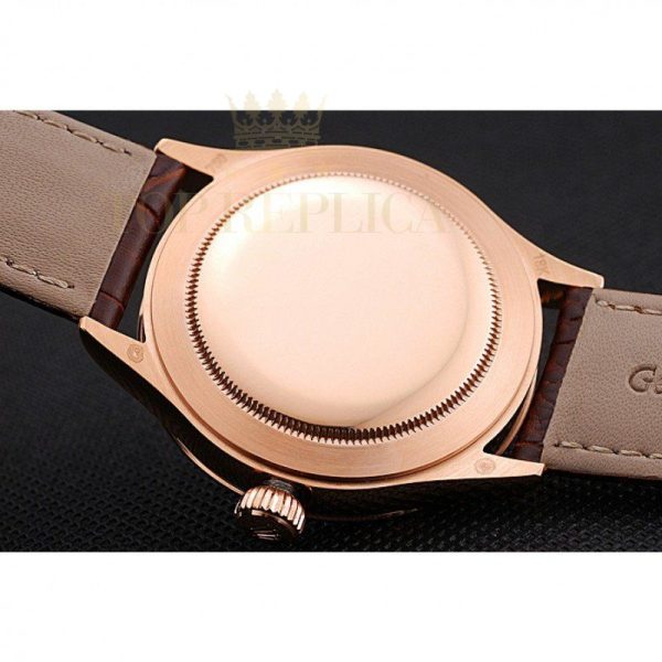 Replica Rolex Cellini Time Gold Case White Dial Brown Leather Bracelet 622655