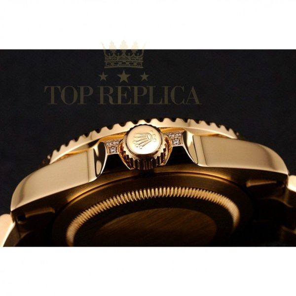 Replica Rolex GMT Master II Green Dial Stone Set Bezel Gold Case And Bracelet 1453748