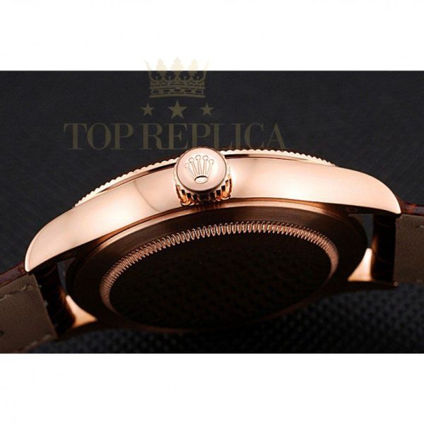 Replica Rolex Cellini Time Gold Case White Dial Brown Leather Bracelet 622655