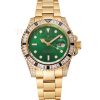 Replica Rolex GMT Master II Green Dial Stone Set Bezel Gold Case And Bracelet 1453748