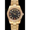Replica Rolex Day-Date Diamonds And Rubies Black Dial Yellow Gold Bracelet 1454101
