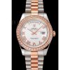 Replica Rolex Day-Date Diamonds Bezel White Dial Rose Gold And Staineless Steel Bracelet 1454108