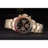 Replica Rolex Daytona Cosmograph Rainbow Crystals Bezel Rose Gold Strap Black Dial 80251