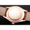 Replica Rolex Cellini White Dial Roman Numerals Rose Gold Case Light Brown Leather Strap