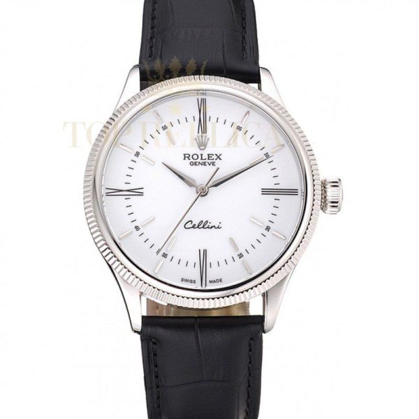 Replica Rolex Cellini Time Silver Case White Dial Black Leather Bracelet 622653 Replica Rolex Cellini Time Silver Case White Dial Black Leather Bracelet 622653