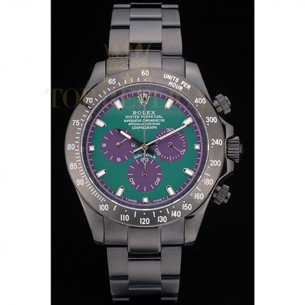 Replica Rolex Daytona Black Ion Plated Tachymeter Black Stainless Steel Strap Green Dial 80246
