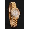 Replica Rolex DayJust Diamond Pave White Dial Gold Diamond Bracelet 1453957