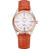 Replica Rolex Cellini White Dial Roman Numerals Rose Gold Case Light Brown Leather Strap