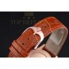 Replica Rolex Cellini White Dial Roman Numerals Rose Gold Case Light Brown Leather Strap