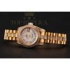 Replica Rolex DayJust Diamond Pave White Dial Gold Diamond Bracelet 1453957