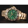 Replica Rolex GMT Master II Green Dial Stone Set Bezel Gold Case And Bracelet 1453748