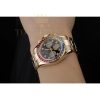 Replica Rolex Daytona Cosmograph Rainbow Crystals Bezel Rose Gold Strap Black Dial 80251